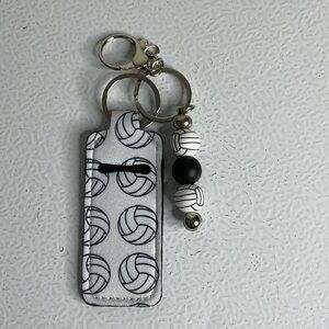 Volleyball Keychain with Beaded Charm